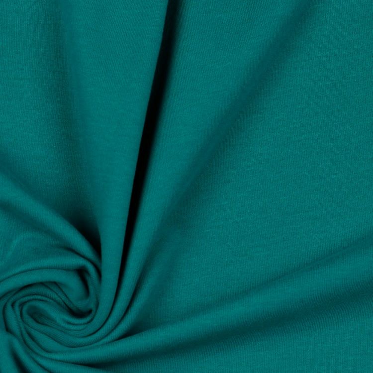 Organic Soft Sweat Jersey Fabric in Petrol Blue Green