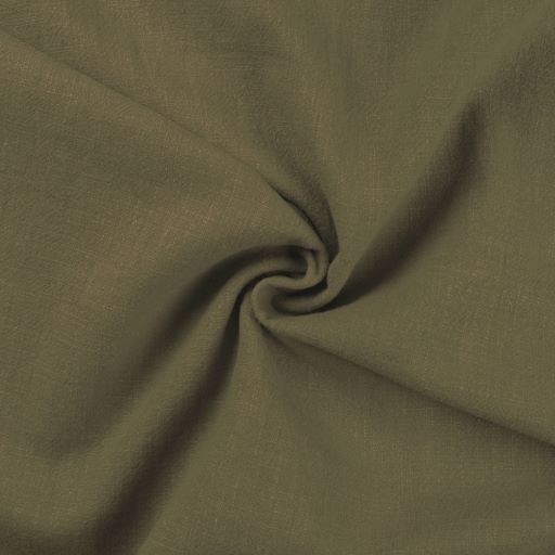 Stone Washed Linen Fabric in Khaki Green