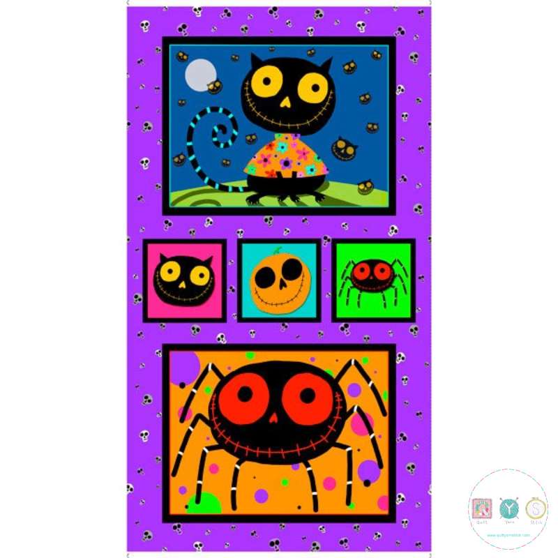 Quilting Fabric Panel - Creepy Halloweenies by Amanda Haley for Quilting Treasures 27107
