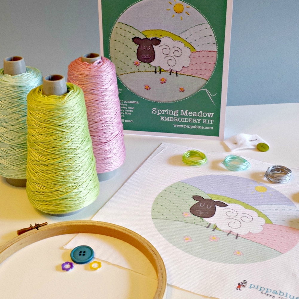 Spring Meadow Embroidery Kit- Childrens Beginners Set - by Pippablue - Irish Made Gifts
