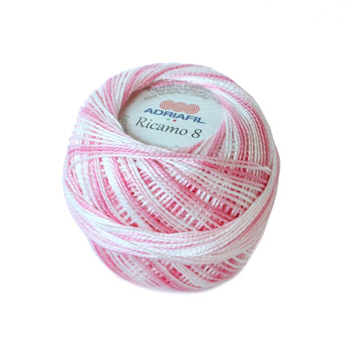 Perle 8 Embroidery Thread - Variegated Deep Pink Colour 51 from Ricamo Collection by Adriafil