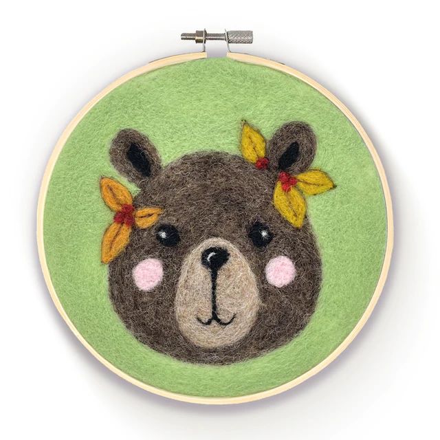 Needle Felting Kit - Floral Bear In A Hoop by The Crafty Kit Co.