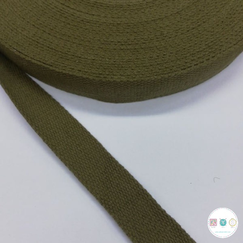Bag Cotton Webbing - Khaki Green 25mm Wide