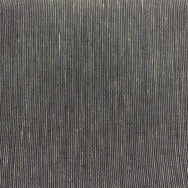 REMNANT - 0.22m - Pure Linen Slub Fabric with Indigo Pinstripe