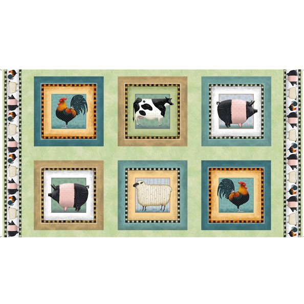 Quilting Fabric Panel - Down on The Farm Squares by Tim Bowers for Quilting Treasures