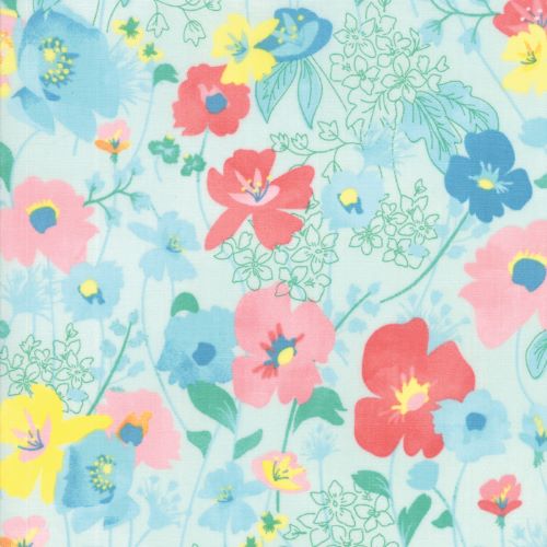 Quilting Fabric - Floral on Light Sea Green from Gypsy Soul by Basic Grey for Moda 30620 24