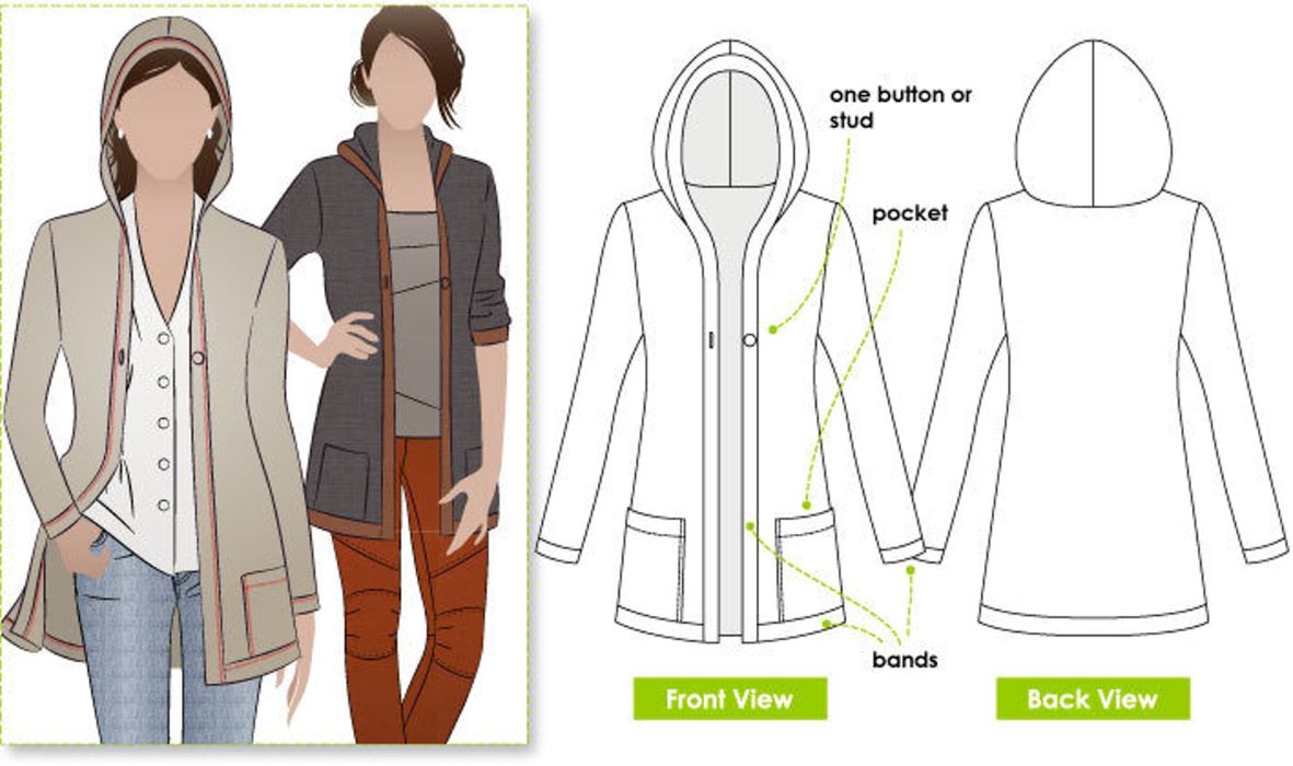 Style Arc - Heidi Hooded Cardigan Sewing Pattern Sizes 18 to 30