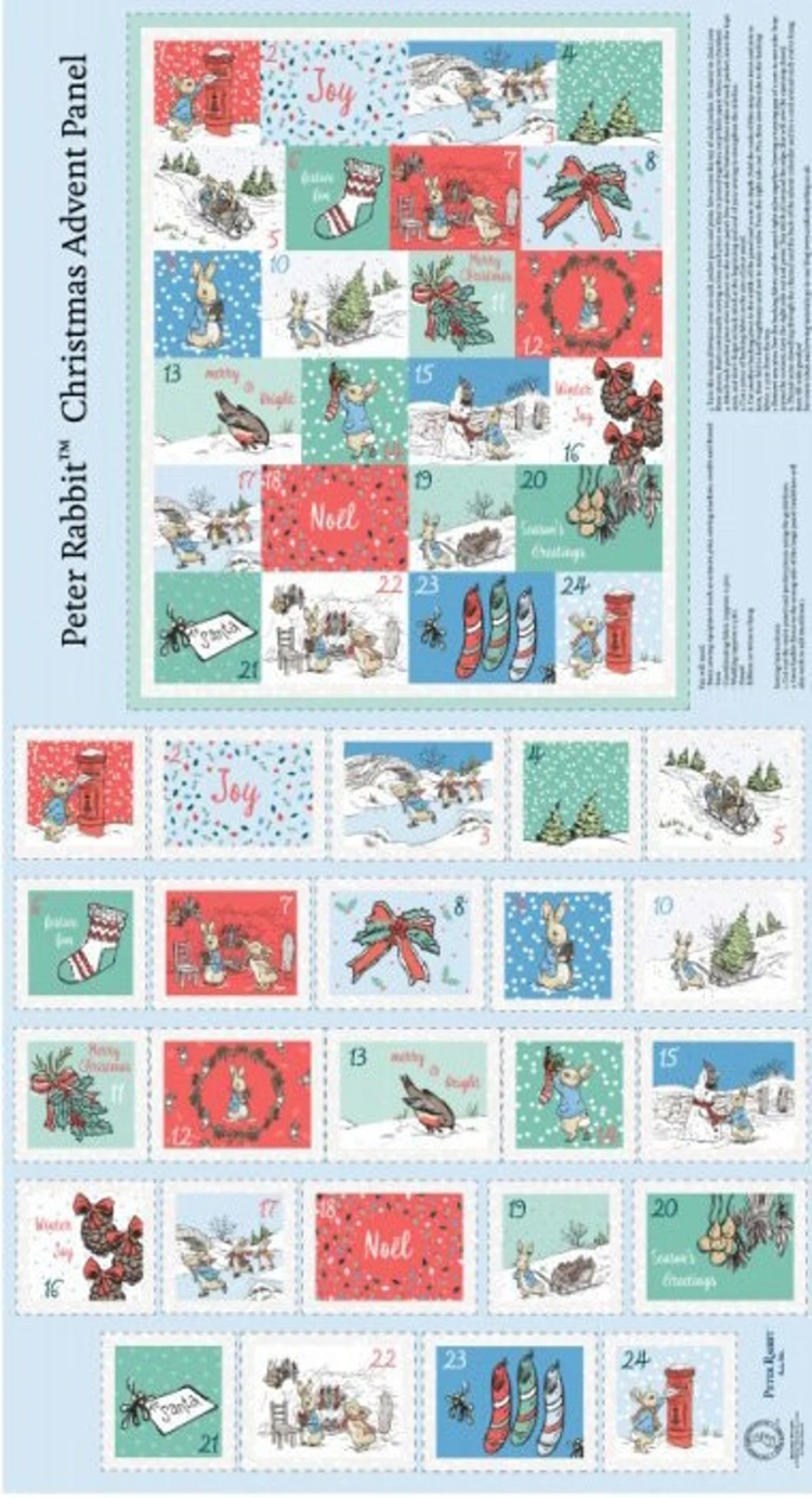 Quilting Fabric Panel - Peter Rabbit Advent Calendar