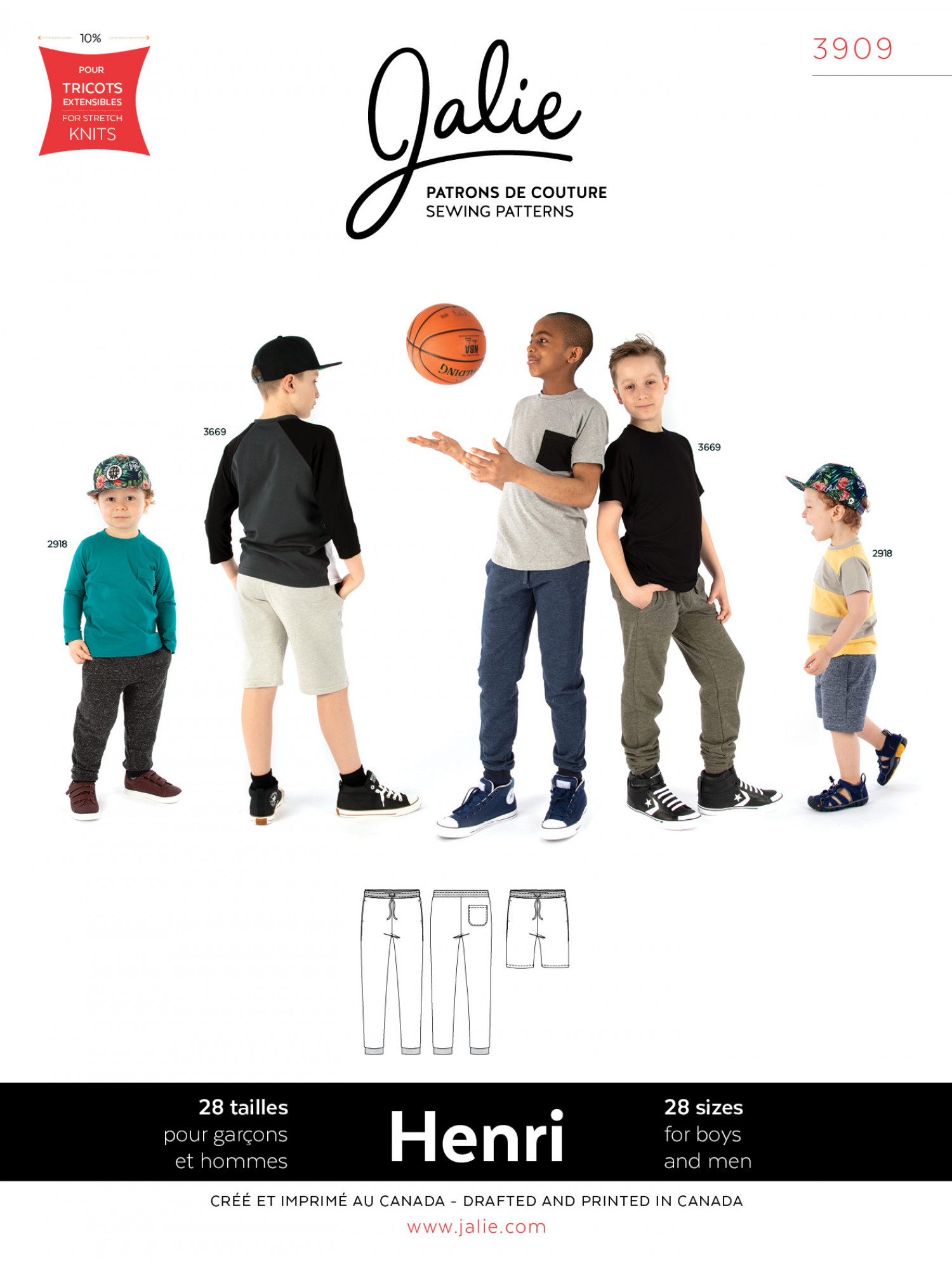 Jalie Patterns - Henri Joggers And Shorts Sewing Pattern - Child and Adult