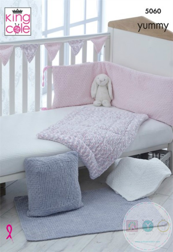 King Cole Yummy - KC5060 - Cushion & Blanket - Baby Knitting Pattern 