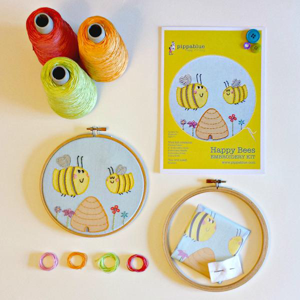 Happy Bees Embroidery Kit - Childrens Beginners - Pippablue - Irish Made Gifts