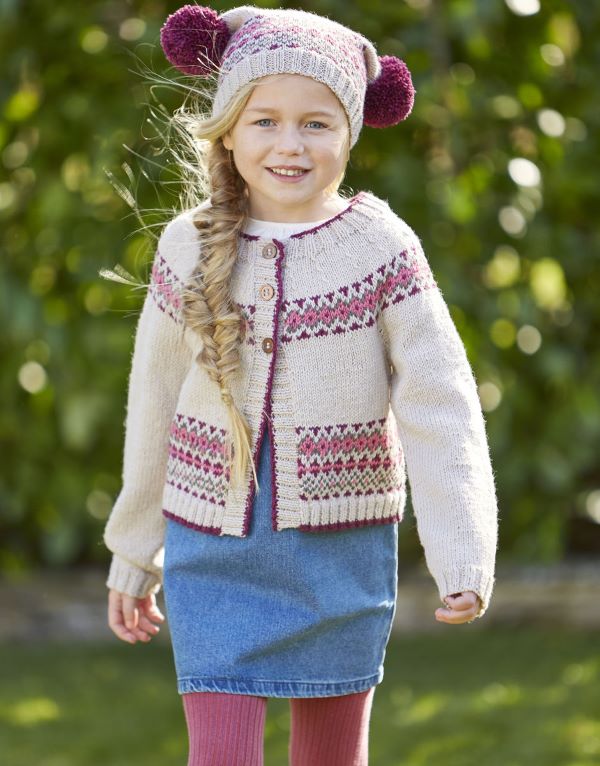 Knitting Pattern - Double Knit Children's Cardigan & Hat by Sirdar 2514