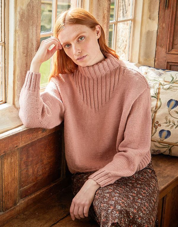 Knitting Pattern - Worsted Funnel Neck Rib Detail Sweater by Sirdar 10169