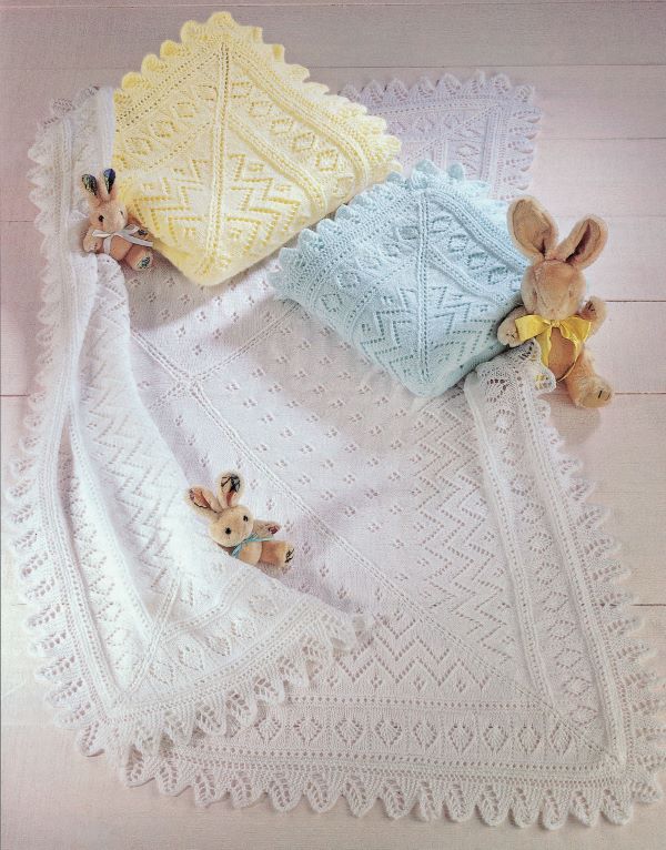 Knitting Pattern - Double Knit, 3 Ply and 4 Ply Baby Shawls by SIrdar 3983