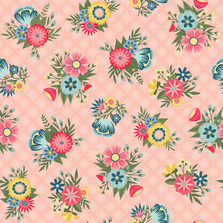 Quilting Fabric - Lattice Floral on Pink from Vintage Flora by Kimberbell for Maywood Studio MAS10331-P