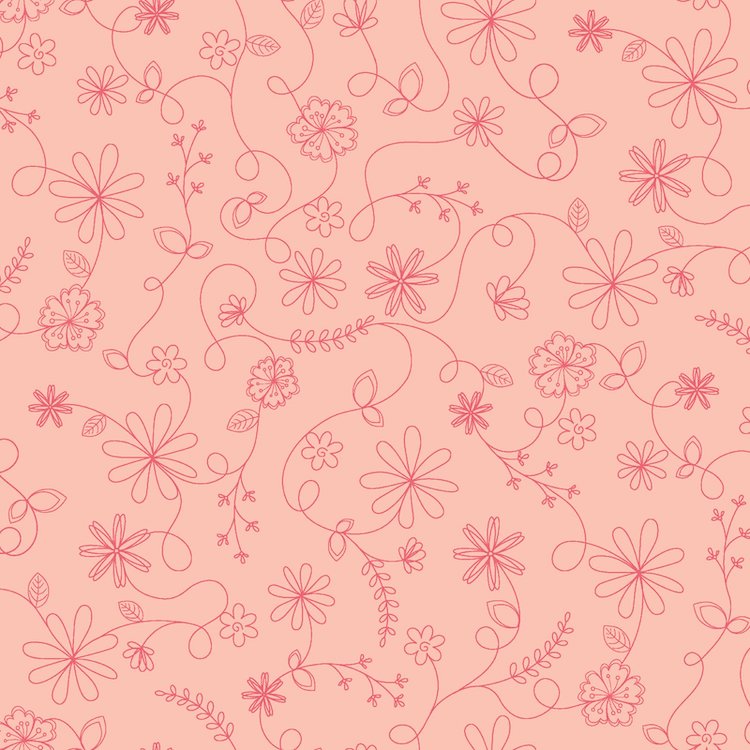Quilting Fabric - Swirl Floral on Pink from Vintage Flora by Kimberbell for Maywood Studio MAS10334-P