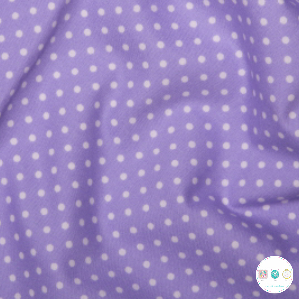 Lilac Purple Polka Dots -Spots Material - Cotton Poplin Fabric - by Rose & Hubble - Craft & Dressmaking