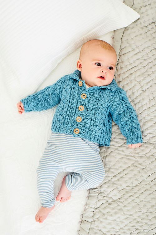 Knitting Pattern - Double Knit Baby Cable Jacket and Cardigan by Stylecraft - 9833