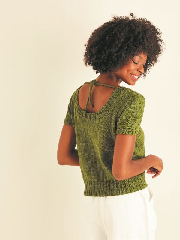 Knitting Pattern - Scoop Neck, Tie Back Top in Cotton DK - Sirdar 10115