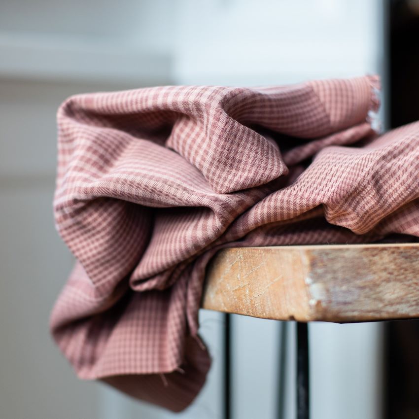Tencel Woven Fabric in Two Tone Old Rose Plaid by meetMilk 