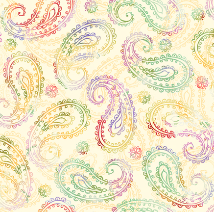 Quilting Fabric - Yellow Multicolour Paisley from Leela by Quilting Treasures AS 27759E