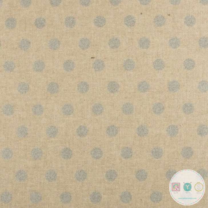Silver Dots Linen Look - Upholstery - Ottoman Print - Medium Weight - Cotton Mix - Bag Fabric