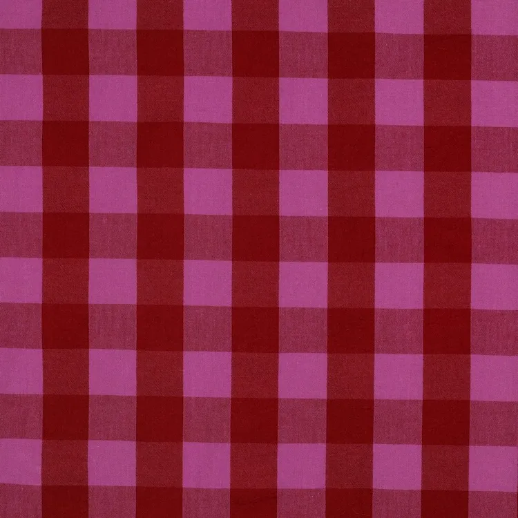 Yarn Dyed Cotton Fabric with Red and Pink Check