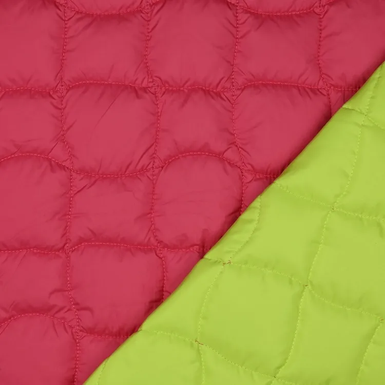 Reversible Quilted Jacket Fabric in Bright Pink and Neon Yellow