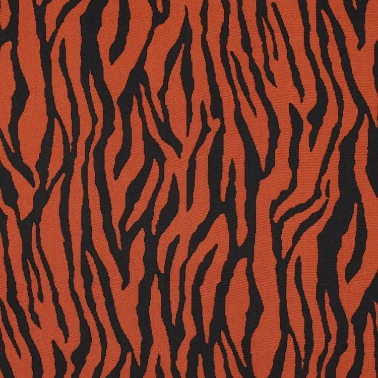 Viscose Fabric with Tiger Print on Rusty Orange