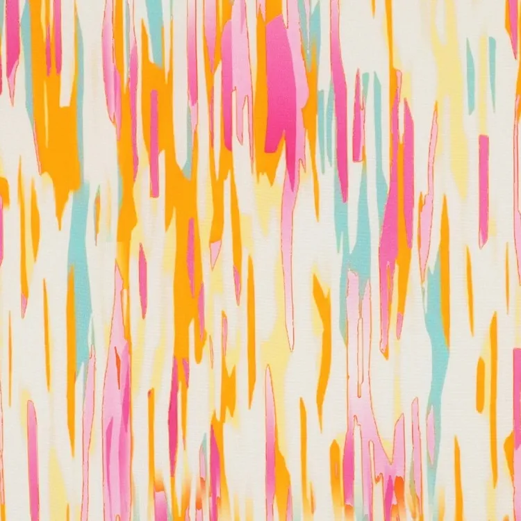 Viscose Fabric with Pastel Colour Streaks on Cream