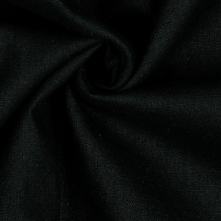 Washed Linen Fabric in Black 230gsm