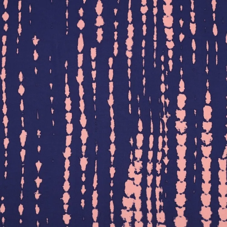 Viscose Fabric with Blush Pink Streaks on Navy Blue