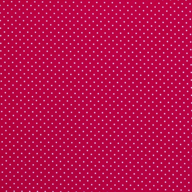 Cotton Poplin Fabric with Small White Dots on Cerise Pink