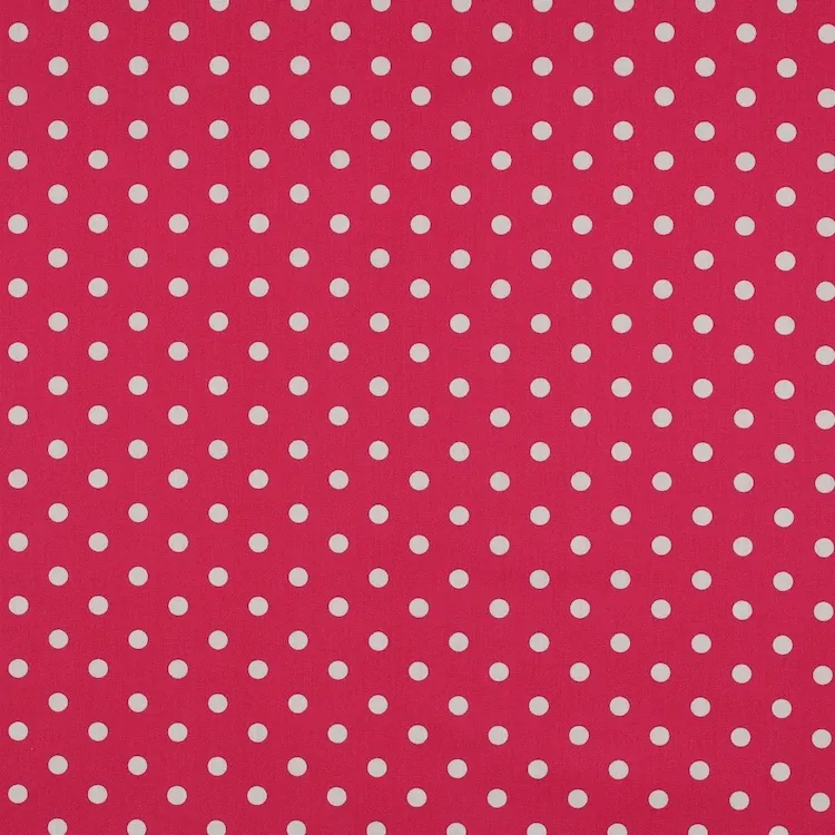 Cotton Poplin Fabric with White Polkadots on Deep Pink