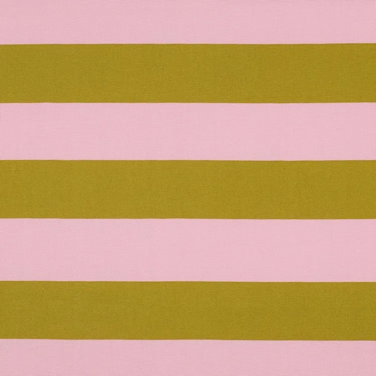 Cotton Canvas Fabric with Wide Stripes in Mustard and Pink