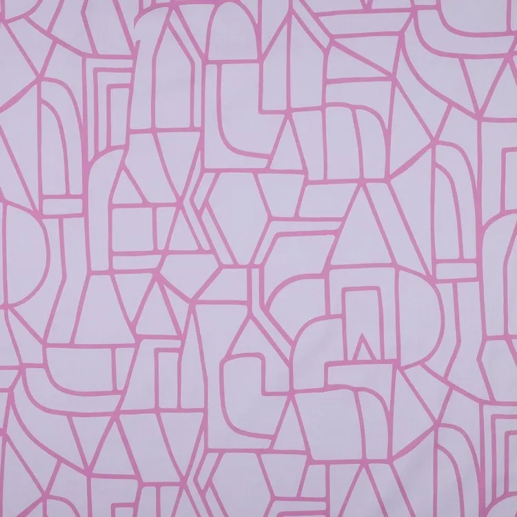 Cotton Voile Fabric  with Abstract Lines in Purple - Town by Nerida Hansen