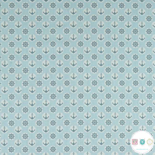 Quilting Fabric - Pale Blue Anchors from Teddy's Great Adventures by In The Beginning