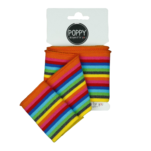 Premade Cuffing Fabric - Narrow Rainbow Stripes