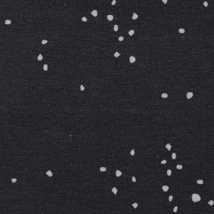 Cotton Jersey fabric with Light Grey Sprinkled Dots on Dark Grey