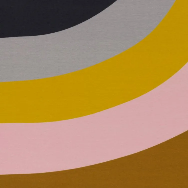 Cotton Jersey Fabric with Oversize Rainbow on Cream