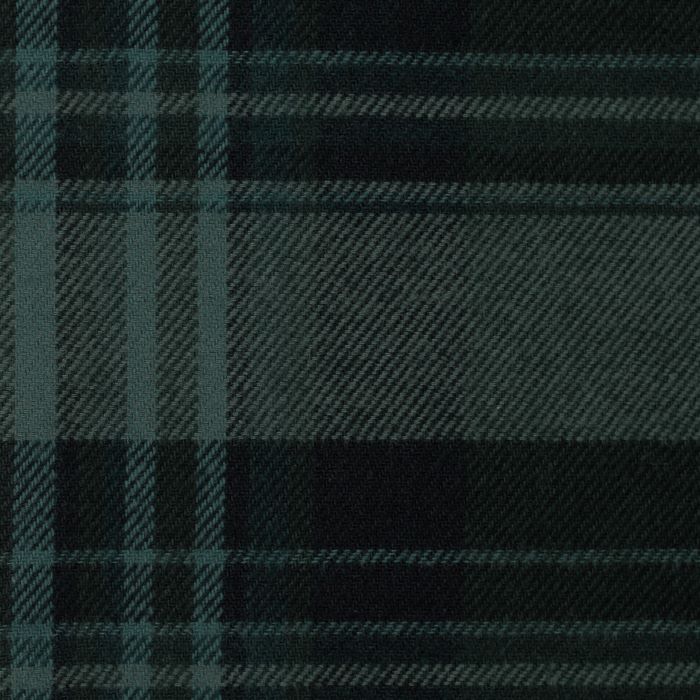 Brushed Cotton Fabric in a Green And Navy Plaid