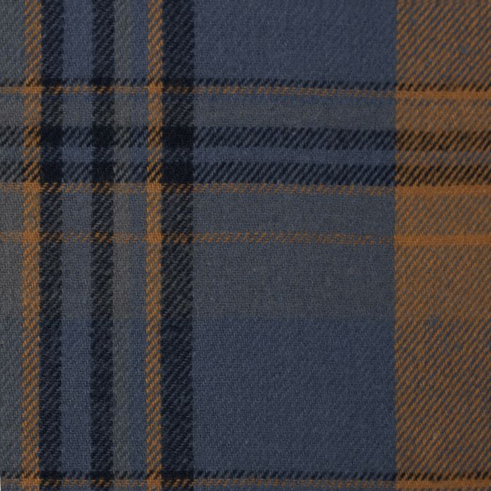 Brushed Cotton Fabric in a Blue And Mustard Plaid 