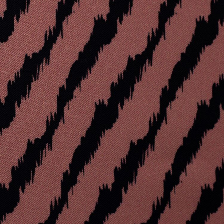 Viscose Fabric with Large Black Chevron Stripe on Dusty Pink