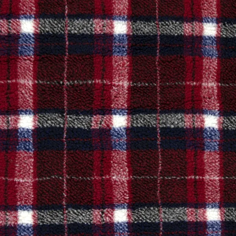Teddy Fabric with Large Red and Blue Plaid Check Design