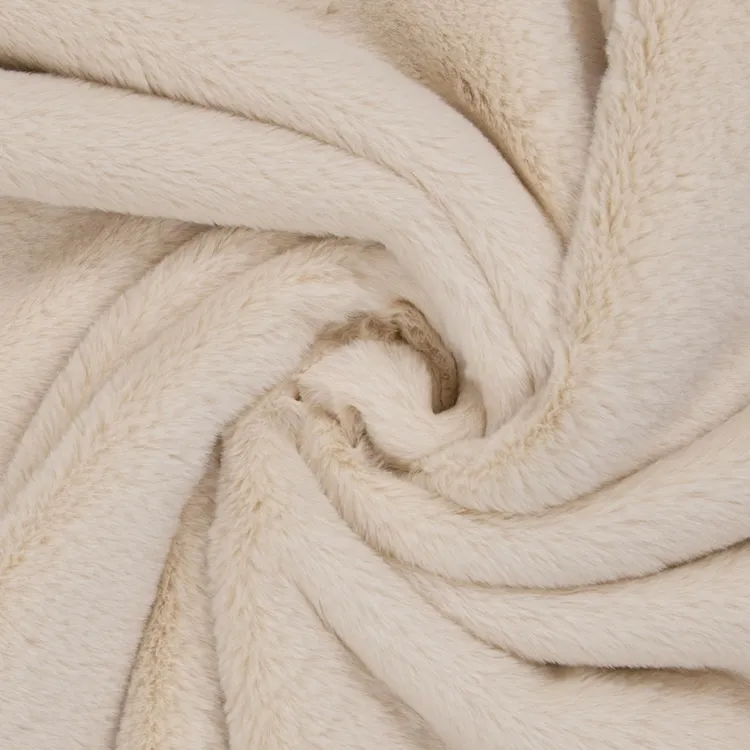 Soft Plush Fur Fabric in Cream