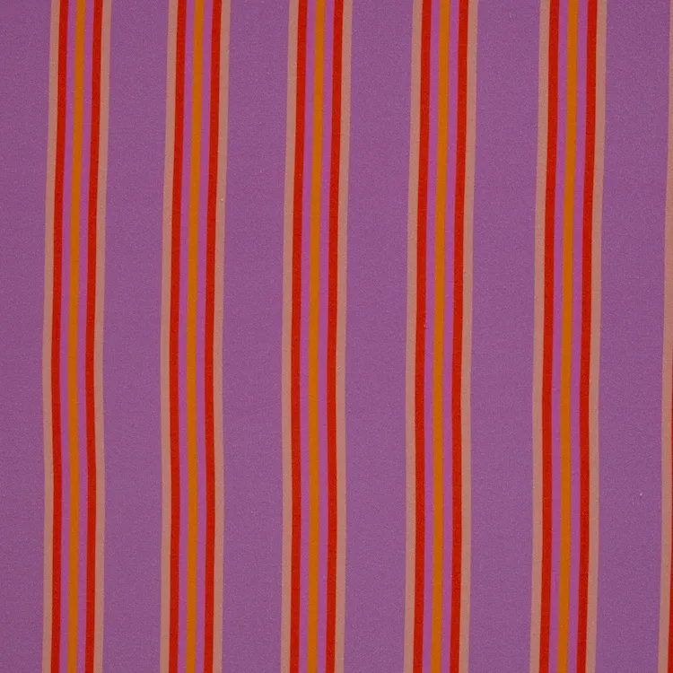 Viscose Fabric with Large Vertical Stripe on Purple 