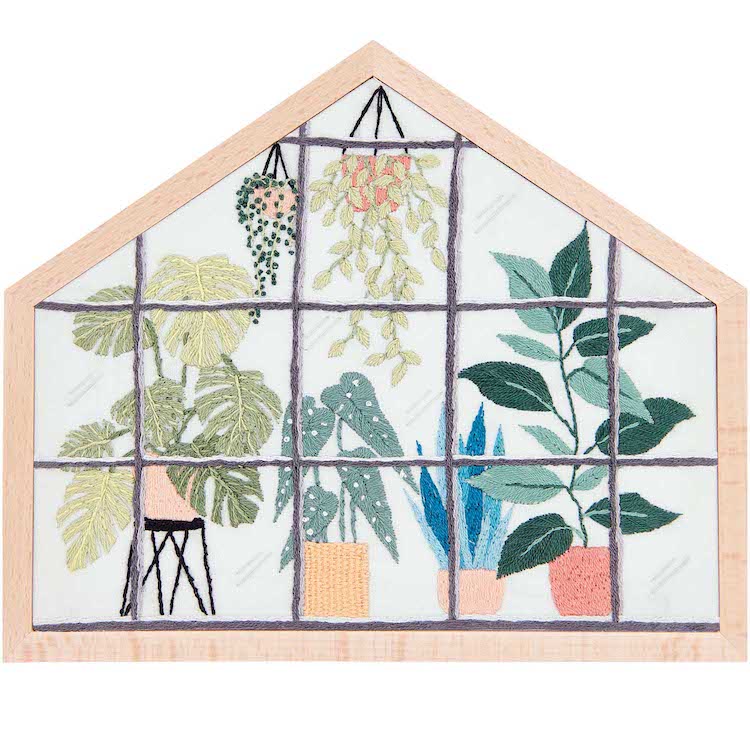 Embroidery Kit - Urban Jungle in House Shaped Frame by Rico Design