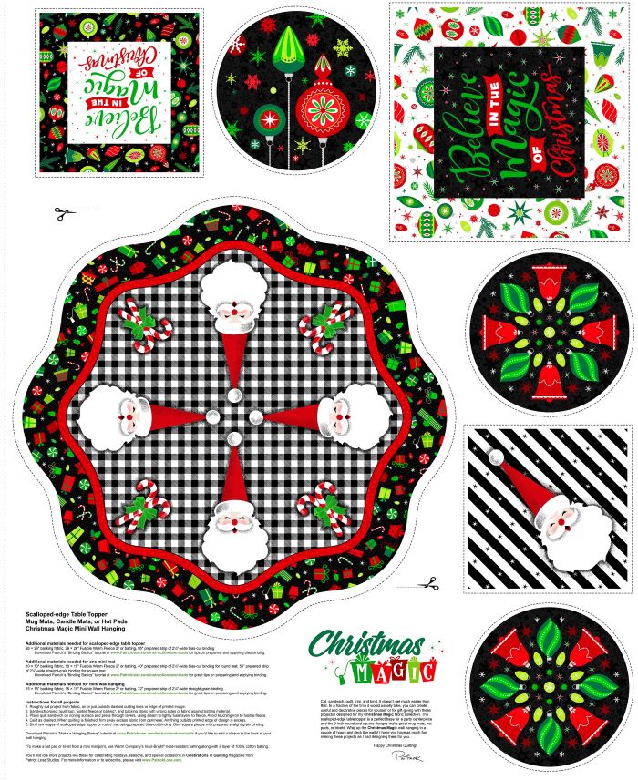 Quilting Fabric Panel - Christmas Magic Projects with Metallic Accents by Patrick Lose for Northcott 10023M-10