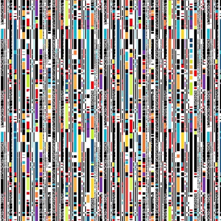 Quilting Fabric - Multi Colour Glitch Stripe from Rollicking Robots by Patrick Lose for Northcott 10041-10