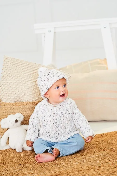 Knitting Pattern - Bambino Dotty DK Baby Sweater, Hat and Blanket 10201